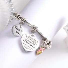 BOCHOI Mum Bracelet, Gifts for Mum Mother Bracelet from Son and Daughter Silver Charm Bracelets for Mother's Day Gift for Women