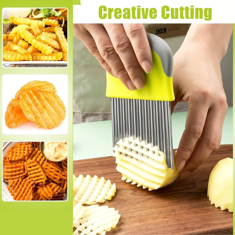 YUNYU Stainless Steel Crinkle Chip Cutter - Potato Chipper &