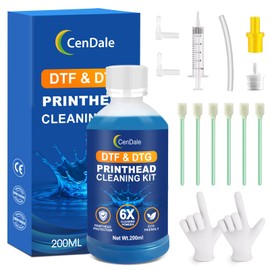 CenDale 6X Powerful DTF Cleaning Kit - 200ML DTF Printhead Cleaning Solution, Nozzle Printer Cleaner for All DTG Printheads Includes Epson ET8550 L1800 XP600