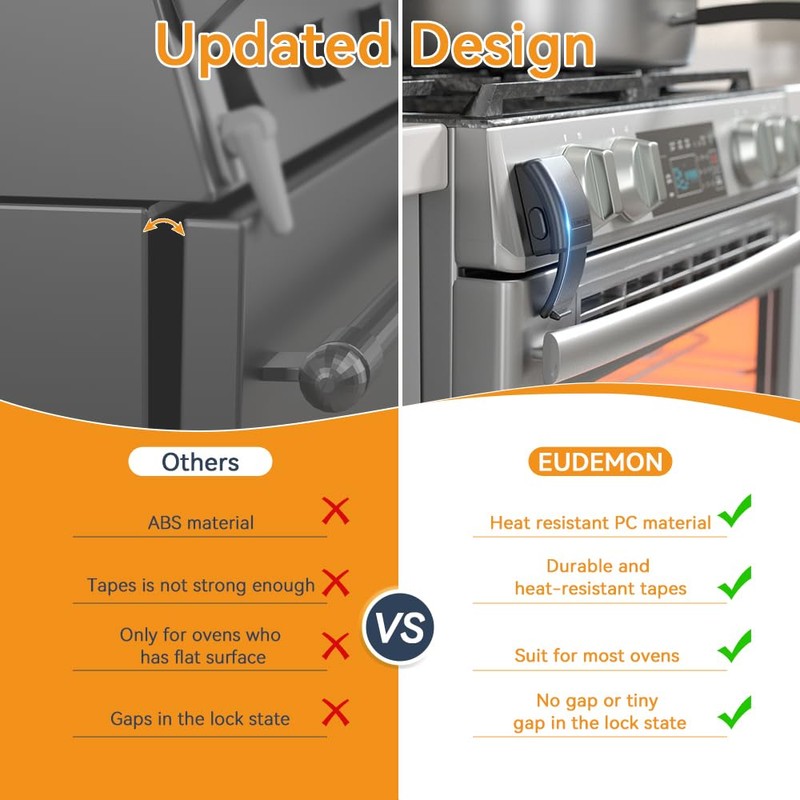 EUDEMON 1 Pack Updated Oven Front Lock,Childproof Oven Door Lock,
