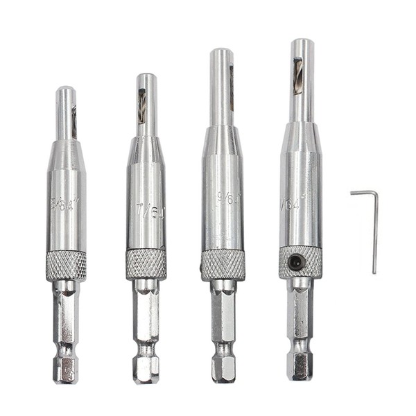 4Pcs HSS Door Window Cabinet Self Centering Hinge Drill Bits