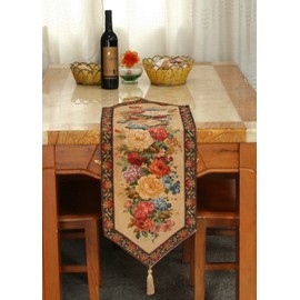 Tache 13 x 90 Inch Floral Country Rustic Morning Awakening Woven Tapestry Table Runner