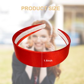 Bliceon Silk Satin Headband, 1.6 Inch Non-Slip Hair Accessories, Women's Wide Hair Bands, Large Solid Colour DIY Cosplay Festival Headband, Blue