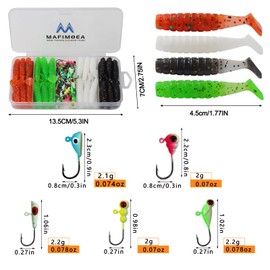 MAFIMOEA 50-90pcs Glow in The Dark Ice Fishing Jigs Set Ice Fishing Lures Kit Ice Fishing Gear for Crappie, Panfish, Walleye Perch Jigs Heads for Ice Fishing Tackle