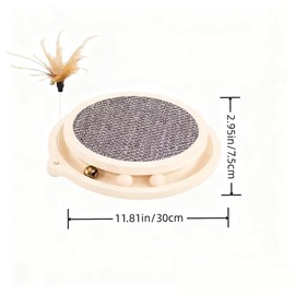 2-in-1 Cat Scratcher & Play Center - Solid Pine Wood with Sisal Pad, Bell & Wood Ball Toys - Aesthetic Cat Scratcher for Indoor Cats, Durable Alternative to Cardboard Scratchers (30x30cm)