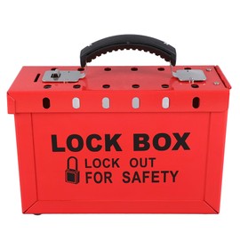 KLLJRFW Lockout Tagout Group Lock Box Group Lock Box Red Padlock Box Group Safety Lockout Box Portable Transparent Window Safety Lockout Tagout Box for Office Shopping Mall Home