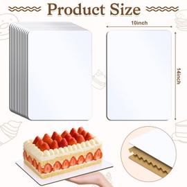 DGB DGB 12 Pcs 14x10 Cakes Boards Rectangle White, Quarter Half Sheet Cake Board, Cake Cardboard Rectangle, Greaseproof Sturdy Dessert Base, Disposables Cakes Boards for Desserts, Cupcakes, Pizza, Pies