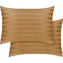 Hafaa Pillow cases 2 Pack - Ochre Stripe Pillow Cases Standard Size Pillow Protectors with Envelope Closure Soft & Comfortable Bed Pillows Cover