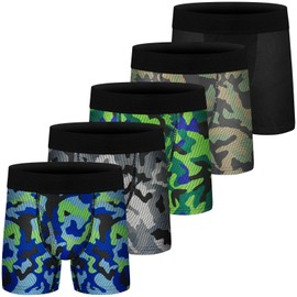 CONKEND Boys Boxer Briefs Ultra Soft Tagless Cotton Underwear Breathable Sport Big Boy Boxer Briefs with Fly 5Pack 6-8