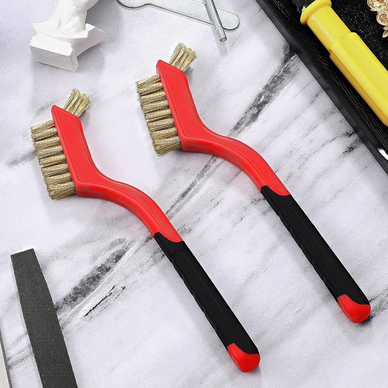 ChAusa 3 Pieces Wire Brushes Double Head, Brass Wire Brush,