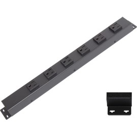 16” Hardwired Power Strip (NO Power Cord), 6 Vertical Tamper Resistant Outlets (NEMA 5-15R - NOT 20Amp), with Ears (with mounting tabs on Both Ends)