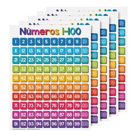 Números 1-100 Spanish Chart for Preschool to Gradeschool Kids – Numbers 1-100 Educational Visual Learning Aid Poster Decoration for Classrooms | Glossy Durable Cardstock | 8.5 x 11 | 5 per Pack