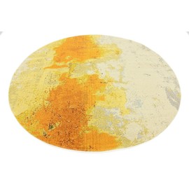 Unique Loom Estrella Collection Vibrant Abstract Yellow Round Rug (8' 0 x 8' 0)