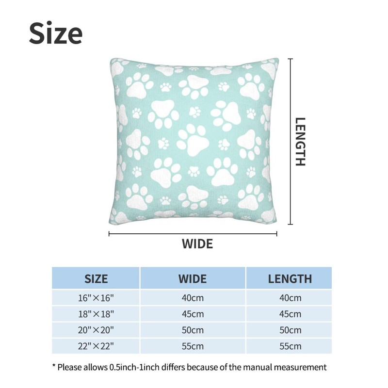 Cute Dog Paws Mint Green Throw Pillow Covers Set of