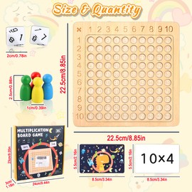Montessori Multiplication Board, Wooden Multiplication Board Game, Board Game Multiplication, Multiplication Table Game, Multiplication Teaching Aid for Early Childhood Education for from 3 Years