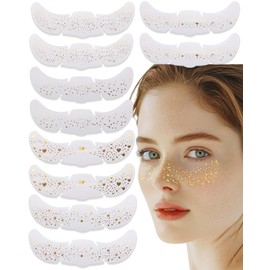 FDCGAS 10 Stück Goldene Glitzer Tattoos, glitzer gesicht gold,Temporäre Tattoo Aufkleber Für Gesicht, Sweatproof Waterproof Sommersprossen Tattoo, Glitzersteine Für Karneval, Party Aufkleber