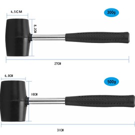 Rubber Mallet Rubber Hammer 300g/500g Stainless Steel Tube Rubber Handle DIY Hand Tools (500, Grams)