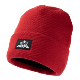 TOP-EX XXL 100% Merino Wool Beanie Hats for Men Women Winter Thermal Polar Fleece Lined Beanies for Cold Weather Ski Running Hunting Walking Red XL/XXL