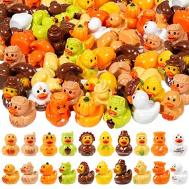 50 Pcs Thanksgiving Mini Ducks, 10 Styles Fall Ducks