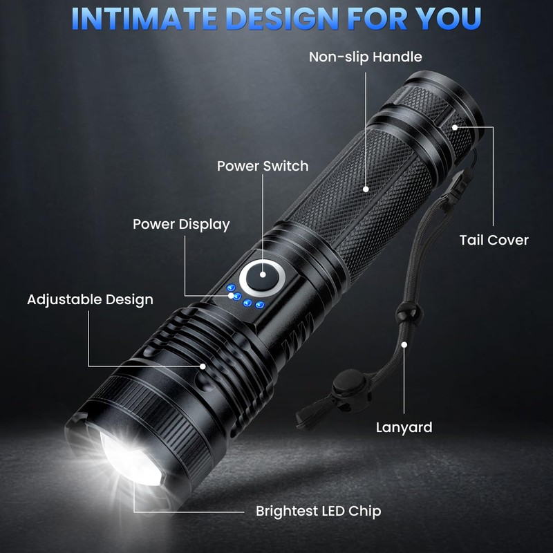 18FTRabbit Rechargeable LED Flashlights High Lumens, 99,000 Lumens Super Bright