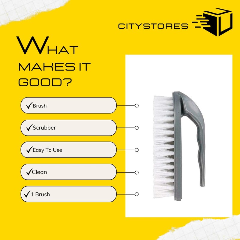 Citystores® Iron Shaped Grey Scrubbing Brush Heavy Duty Cleaning Brush
