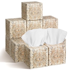 Fourluoo 12 Pack Butterfly Facial Tissues Cube Boxes 600 Sheets 3 Ply Small Retro Square Tissues Bulk for Summer Home Car Pocket Toilet Household(Boho)