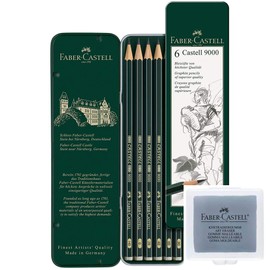 FABER-CASTELL 119063 Set of 6 Castell 9000 Graphite Pencils in Case