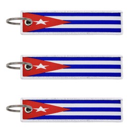 LLBFHH 3 Pcs Cuba Cubans Country Flag Keychain,Woven label Key Chains for Car Keys,Fabric Key Chains Men and Women,Used for Various Decorations.