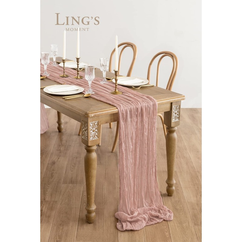 Ling's Moment 10Ft x 35" Wide Dusty Rose Gauze Semi-Sheer