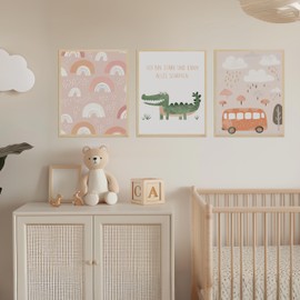 Kidsmood - Affirmation Poster for Children's Room - Encouraging Pictures for Children's Room Girls & Boys - Baby Room Decoration - Wall Pictures Animals for Children's Room Decoration [Crocodile Thick