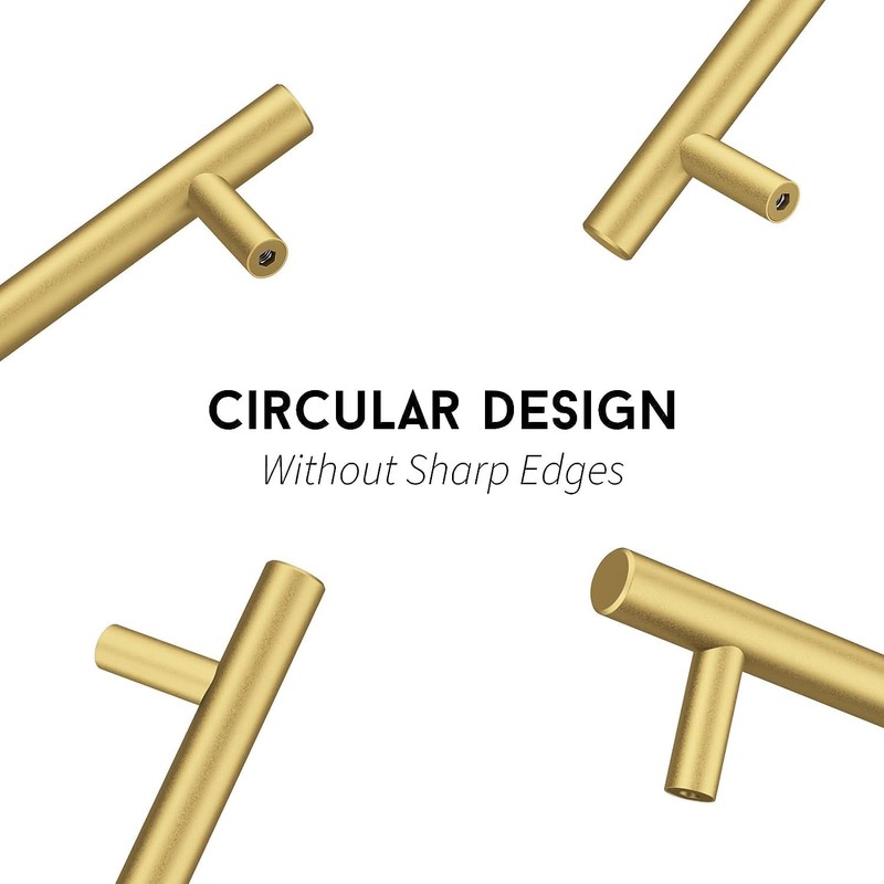 goldenwarm 10Pack Gold Handles 128mm Cupboard Handles Brushed Brass Cabient