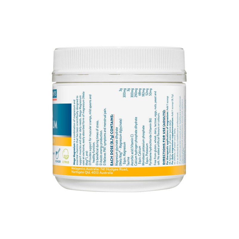 Ethical Nutrients Mega Magnesium Powder Citrus 200g