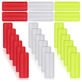 Abeillo 24 Pieces Safety Reflective Stickers, Warning Reflective Stickers Stick-on Car Reflector Sticker Waterproof Reflective Tape Stickers for Vehicle, Bicycles, Motorcycles, 3x 8 cm