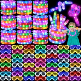 UZLU 60 Pcs Glow in the Dark Party Supplies 30 LED Light Up Glasses 30 Glow Sticks Light Up Pop Tubes Flash Glasses LED Neon Bracelet Necklace Accessories Goodie Bag Stuffers for Birthday Christmas
