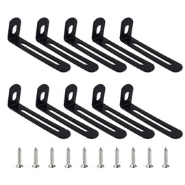 10 Pcs Adjustable Corner Bracket, 2.8"x1"x0.6" Metal Slotted L Brackets Heavy Duty 90 Degree Right Angle Fastener, L-Shape Black Shelf Bracket Corner Support Brace