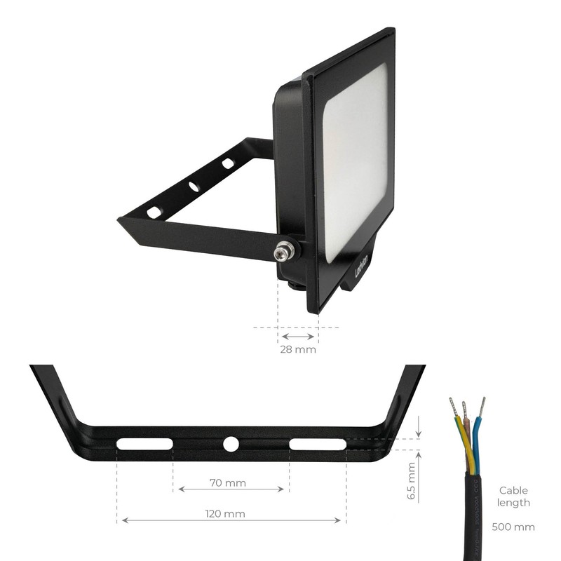 Ledvion LED Spotlight with 0.5 m Cable, 50 Watt Osram