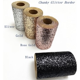 DHHOUSE Gold Chunky Glitter Wallpaper Border,Peel and Stick Glitter Wall Border (13cm x 5 Meters, Gold)