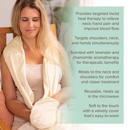 Bed Buddy Microwavable Neck Wrap with Hand Warmer Pockets, Comfort Heated Wrap for Neck, Shoulders, and Hand, Microwavable for Moist Heat Therapy, Reusable Heat Pack, Lavender Aromatherapy, Yellow