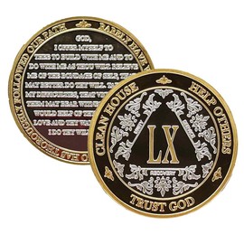 Silver & Gold 1-60 Years Alcoholics Anonymous Medallion AA Coin Capsule Included