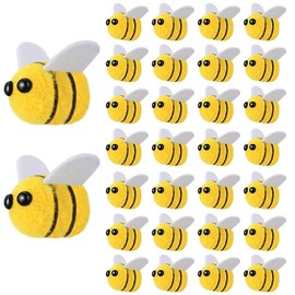 Kapokr Pack of 30 Bee Decoration Small Felt Bee Craft Decoration Wool Felt Bee Decoration Small Bee Figures Confetti Mini Bee for Baby Shower Costume DIY Craft Pendant Hat Decoration