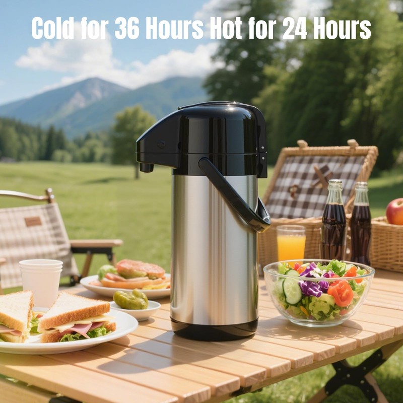 Ratrabas Upgraded Airpot Coffee Carafe with Double Pump - 84oz/2.5L