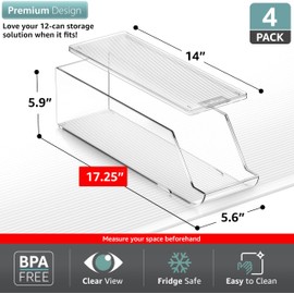 Sorbus Soda Can Organizer for Refrigerator – Stackable Can Dispenser with Lid for Fridge, Pantry, or Freezer – Holds 12 Cans Each, BPA-Free Clear Drink Organizer (4-Pack)