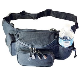 EXPLORER Large Polyester Water Resistant Waist Fanny Bag Purse Pack Men Women Girl Kids Outdoors Running Climbing Cute Fashion Waterproof Water Bottle Holder,Black color,Large/16 x 6 x 4-Inch