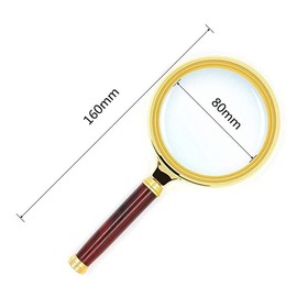YFFSFDC Handheld Loupe Magnifier 5-10x Magnification 80mm Diameter Wooden Handheld Magnifying Glass Portable Convenient for Maps, Magazines, Newspapers, Reading, Kids, Seniors and Professionals