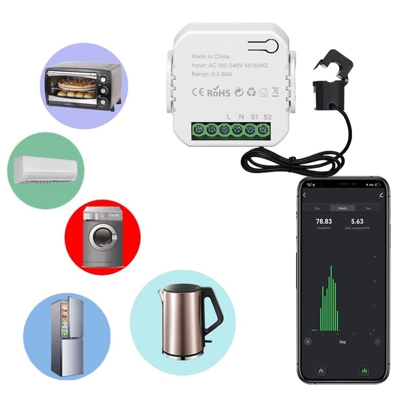 Smart Energy Monitor WiFi Single Phase Smart Energy Meter 0.2‑80A