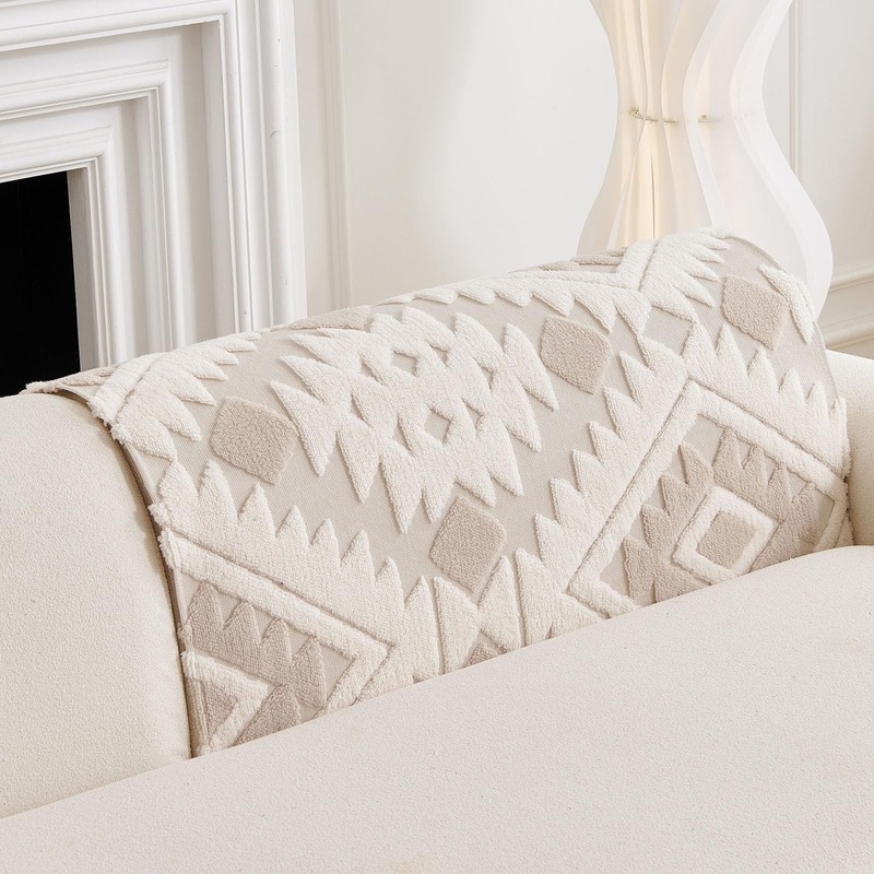 XSlive Boho Plush Couch Covers for Sofa Washable, Fuzzy Soft