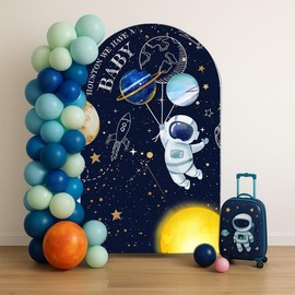 Astronaut Arch Backdrop Cover for Boys Birthday Party Decors Rocket Outer Space Trip Arch Stand Stretchy Covers Baby Shower Parties Supplies (4x7.2ft,GX-3216)