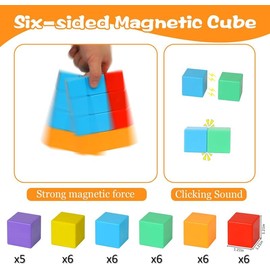 Magnetic Blocks, 35 Pieces of Magnetic Blocks 3 4 5 6 7 8 Year Old Boys and Girls Children's Magnetic Blocks Montessori Toys STEM Preschool Education Blocks block  toys gobidex  magnetic  building  cubes