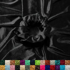 Tela de terciopelo elástica Ice Fabrics por yarda - 60" de ancho, tela suave y elástica para coser ropa, prendas de vestir, disfraces, manualidades - 90% poliéster 10% elastano - Negro - 2 yardas