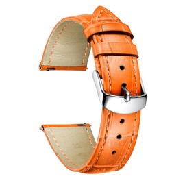 BINLUN Genuine Leather Watch Band, Replacement Watch Strap, Genuine Calfskin, Quick Release, Crocodile Pattern, 10 Colors, 13 Sizes, Unisex